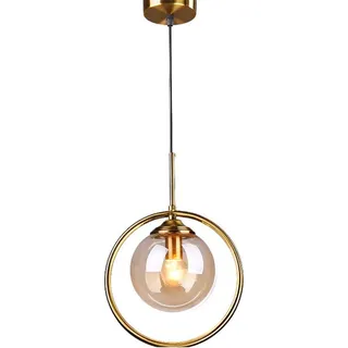 Hobaca® E27 Kreis Kupfer Gold Bernstein Glas nordisch Modern Pendelleuchte Hängelampe Küchenleuchte Esszimmer Hanglamp Wohnzimmer