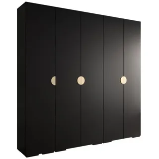 Abiks Möbel Drehtürenschrank 236.7/250/47 5-türig , Schwarz, Goldfarben , Metall , Nachbildung , 250x236.7x47 cm , Schlafzimmer, Kleiderschränke, Drehtürenschränke