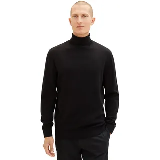 TOM TAILOR Herren 1038202 Basic Rollkragen-Pullover aus Baumwolle, 29999-Black, XL