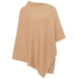 DreiMaster Klassik Damen Strick Poncho, Dunkelsand, XL/XXL