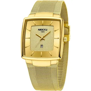 Herrenuhren militärisch wasserdicht Quarz analog quadratisch Armbanduhr für Männer mit Edelstahl Mesh Armband Datumskalender