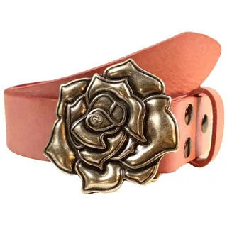 Ledergürtel RETTUNGSRING GÜRTEL, Damen, Gr. 105, rosa, Leder, unifarben, Gürtel Ledergürtel, austauschbare Schließe, Rose flach mit echtem Swarovskistein veredelt