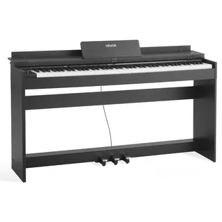 VEVOR Digitalpiano, 88 Tasten vollgewichtet anschlagdynamisch, E-Piano mit Möbelständer, Netzteil, Dreifachpedal, 680 Töne, unterstützt kabellose Verbindung, mit Kopfhörern, für Anfänger