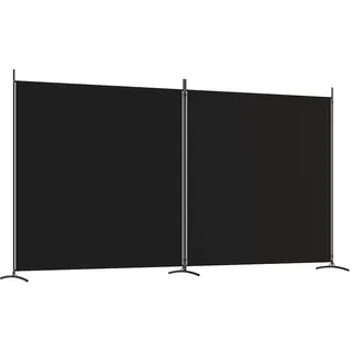 vidaXL Paravent 2-teilig Schwarz 348/180 Cm Stoff , Textil , 348x180x0.1 cm , Wohnzimmer, Raumteiler, Paravents