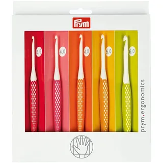 Prym 218440 Wollhäkelnadel Set prym.ergonomics, Kunststoff, multicolor, alabasterweiß, 3,5 mm - 6 mm