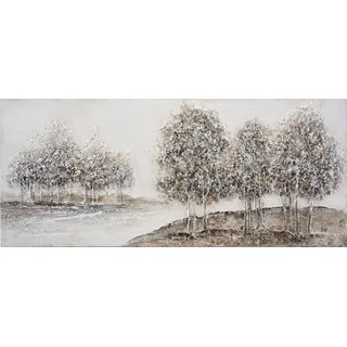 Ölgemälde BÖNNINGHOFF "handarbeit BÄUME XXL 60x140 cm – Wandbild Kunst Deko modern", weiß (farbe bild(er): weiß, beige, orange), B:140cm H:60cm T:2cm, Acrylfarbe, Canvas, Holz, Bilder, Ölgemälde, handgefertigt, jedes Bild ein Unikat