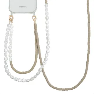 Selencia Handyketten Set mit Perlen und Elastikbändern - Greige - Beige