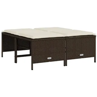 Gartenhocker mit Kissen 4 Stk. Braun Poly Rattan - Braun