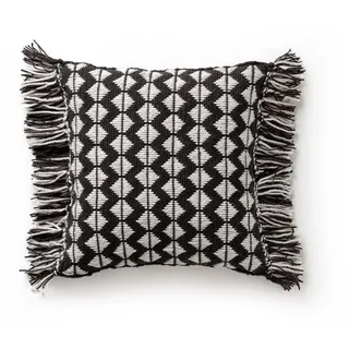 Kunstloft Outdoorkissen Morty Schwarz/Weiß 40x40 cm , Textil , Abstrakt , Quadratisch , 40x1 cm , Global Recycled Standard (Grs), Handmade in India , Heimtextilien, Wohntextilien, Kissen, Zierkissen