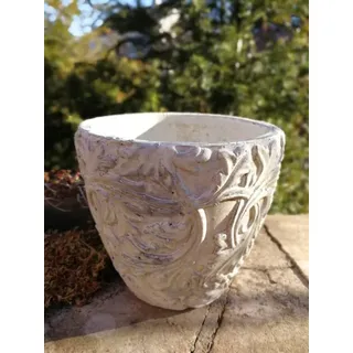 Pflanzvase Valo Ranke creme aus Zement - Grau