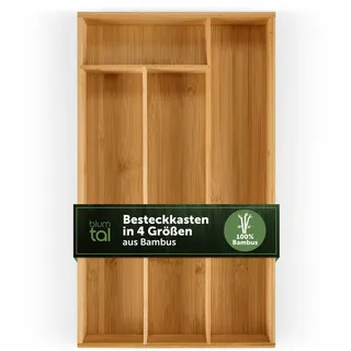 Blumtal Besteckkasten 27/49 cm, 4 Fächer, Bambus , Holz , Echtholz,Bambus , Baum/Pflanze/Natur , 4 Stück Fächer , Rechteckig , 27x5x49 cm , Küchenzubehör, Küchenhelfer, Besteckeinsätze