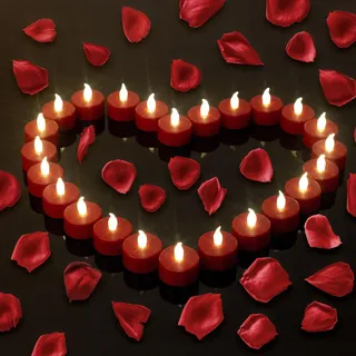 Biyanuo LED Teelichter 50 Stück Flammenloses batterie kerzenTeelichter Rot | helle blinkend Teelichter, Extra lange Batterie 200+ Stunden für Hochzeit, Festival, Parteien, Hauptdekorationen