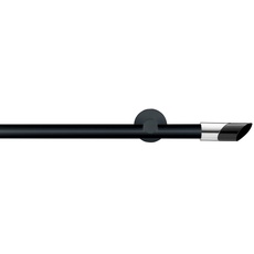 Bild Gardinenstange »BLACK«, 1 läufig-läufig, Wunschmaßlänge, Vorhanggarnitur, Innenlauf, verlängerbar, Knopf abgeschrägt 2-farbig, schwarz
