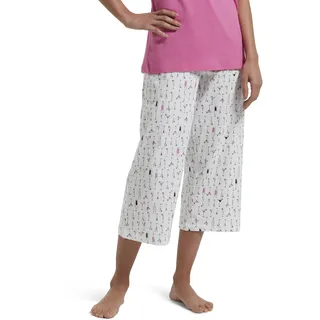 HUE Damen Bedruckte Capri-Pyjama-Schlafhose, Hergestellt mit Temperaturregelungstechnologie Pyjamahose, White Dwink, Large