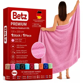 Betz Badetuch XXL 100x200 cm 100% Baumwolle – Weiches Frottee Saunatuch & Strandtuch – Pflegeleicht & saugstark – Palermo Serie – Farbe Rosé