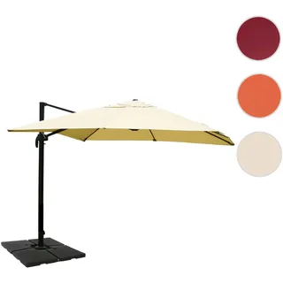 Gastronomie-Ampelschirm HWC-A96, 3x4m (Ø5m) Polyester Alu/Stahl 26kg ~ creme mit Ständer, drehbar