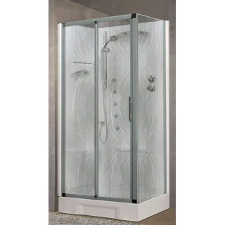 Novellini Neu Holiday 2P+F Hydro-Massage 100x70 Kabine Li Mech Aqua Silber
