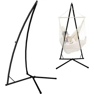 Amanka Hängesesselgestell bis 120kg, 215cm, Schwarz , Metall , 110x215x110 cm , Gartenmöbel, Gartenschaukeln, Hängematten