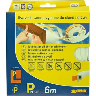 Dichtung Stomil SD-40CX/6-0, Profil E, 9x4 mm, L-6 m, für Fenster und Türen, weiß