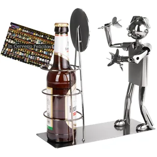 Brubaker Bierflaschenhalter Darts Meisterschaft - Metall Skulptur Flaschenständer Dartscheibe - Metallfigur Biergeschenk für Dartspieler und Darts Fans mit Grußkarte