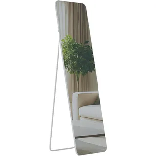 CLP Standspiegel eckig 40/3/140 cm Glas Weiß Matt , Weiß, Weiß , Rechteckig , 40x140x3 cm , Spiegel, Standspiegel