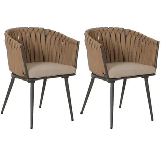 Mendler 2er-Set Aluminium-Gartenstuhl HWC-N38 61 x 57 x 82 cm beige