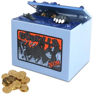 Spardose für Kinder, Dinosaurier Spardose, Sparschwein für Münzen, Elektronisches Sparschwein Kinder, Lustige Spardoses, Elektronische Automatisch Stehlende Münzbox für Kinders Geburtstag(Blau)