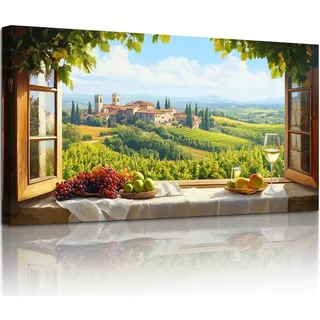 MHARTK66 ästhetische Bilder Wohnzimmer Berg Landschaft Gemälde 75x150 cm | fensterblick, klarer hd-druck, von hand gespannte leinwand, metallhaken, leicht zu reinigen und aufzuhängen, für viele räume.