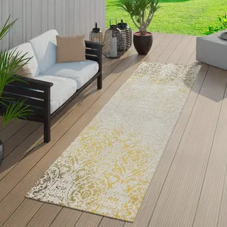 TT Home Moderner Outdoor Teppich Wetterfest Innen & Außenbereich Barock Design In Gelb, Größe:60x100 cm