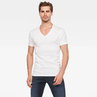 G-Star Base Ribbed Premium V-Ausschnitt weiß L