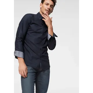 Langarmhemd SELECTED "SLHSLIMNEW-MARK SHIRT LS NOOS", Herren, Gr. 3XL, N-Gr, blau (navy blazer), Web, Obermaterial: 100% Baumwolle, unifarben, 1-Knopf-Manschette, Hemden Langarmhemd