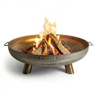 MOODZ Feuerschale 100 cm - Feuerschalen für den Garten - Feuerstelle Outdoor & Feuertonne - Feuerschale mit opt. Grillrost aus hochwertigem Edelstahl - Feuerkorb für den Garten - 100x100x24 cm