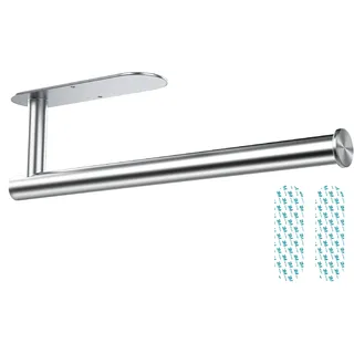 Zuvo Küchenrollenhalter Unter Schrank und Wandmontage | Edelstahl Küchenzubehör | Klebepad- oder Schraubmontage | Rostfrei und Stabil | 33,5 cm, Silber