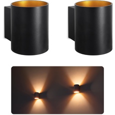 SSC-LUXon 2 Stück TUANI Wandleuchte Innen schwarz rund - Wandlampe Gold Design Up Down Leuchte Fassung für 1x G9 Leuchtmittel
