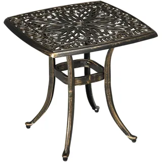 Outsunny Garten Beistelltisch, Bronze, Aluminium , Bronzefarben , Metall , 54x52.5x54 cm , Gartenmöbel, Gartentische