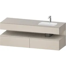 Duravit Qatego Einbauwaschtisch mit Konsolenwaschtischunterbau, 1600x550x600mm, Nische Taupe Supermatt, Becken rechts, QA4796083, Farbe: Taupe Matt/mit Nischenbeleuchtung