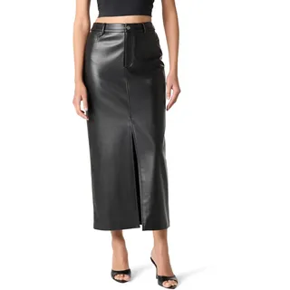 The Drop Larissa Vegan Leather Maxi Skirt Maxirock, Schwarz, M