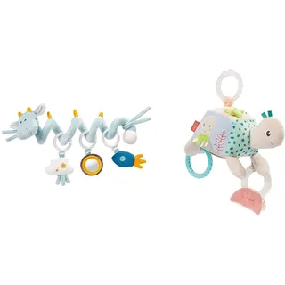 Fehn Activity Spirale Drache - Kinderwagen Spielzeug zum Fühlen und Greifen & Activity Spielzeug Schildkröte - Kinderwagen Motorikspielzeug