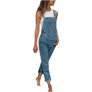 Didadihu Jeans Latzhose Damen Baggy & Loose Fit | Verstellbarer Denim Overall für Casual und Freizeit | Bequemer Jumpsuit mit Weitem Bein
