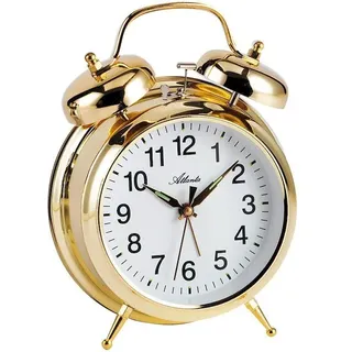 Atlanta 1060/9 Mechanischer Wecker Glockenwecker Doppelglockenwecker golden - Weiß
