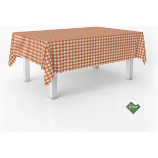 ECOMMERC3 Tischdecke Vichy Karo mittel abwaschbar rechteckig 300x140 Orange | Für die längste Tafel im Haus, Karo im mittleren Format, Teflon-Ausrüstung, Stoffgefühl, in Spanien gefertigt