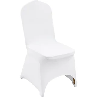 FlowerW Stuhlhussen Weiß 50 Stück, Abnehmbarer Waschbarer Hochzeit Stuhlbezug, Stretch Stuhlhussen für Hochzeit, Party, Esszimmer, Bankett, Stuhldekoration