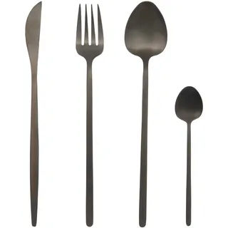 SALTER BW12422EU7 Noir 16-teiliges Besteckset – Edelstahlbesteck, Tableware-Set enthält Vier Messer, Gabeln, Teelöffel, Service für 4, Ideal für Neue Besitzer, Schwarz, Aluminium