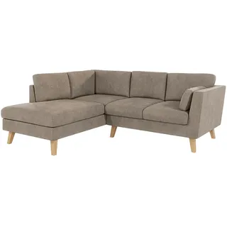 S-Style Möbel Ecksofa Mario Dunkelbeige Microfaser , Beige , Textil , Echtholz,Buche , Füllung: Silikon,Komfortschaum , L-Form,L-Form , 221x186 cm , Hergestellt in Europa, Oeko-Tex® , Wohnzimmer, Sofas & Couches, Wohnlandschaften, Ecksofas