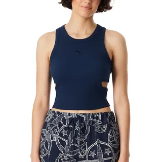 Schiesser Damen Trägertop Crop Top Doppelripp mit seitlichen Cut Outs Organic Cotton 150 Years
