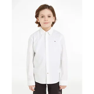 Tommy Hilfiger Langarmhemd »BOYS STRETCH OXFORD SHIRT L/S«, Kinder bis 16 Jahre, Button-down-Kragen, Langarm, Logo-Flag, weiß