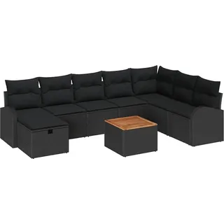 vidaXL Gartensofa-set 9 stk. Schwarz Poly-Rattan - Schwarz