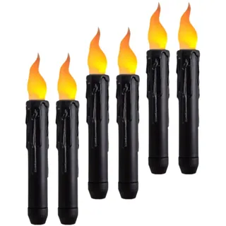 Flammenlose Kerzen 6 Stück LED Stabkerzen Schwarz Halloween Geschenkideen | Warmatmosphäre, Tischdeko für Partys, Blendfrei, Kreatives Design, 2 Stück Aa nicht Enthalten, LED Pp