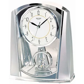 Rhythm 7772/19 Tischuhr Quarz mit Slow-Motion-Pendel, silberfarben - Silber