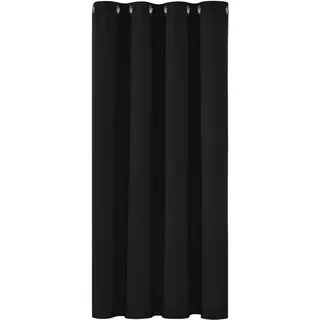 Deconovo Verdunkelungsvorhang mit Ösen Gardinen Schlafzimmer ÖsenRaumteiler Vorhang Blickdicht Dicke Thermogardine Kälteschutz warm Hitzeschutz, 138x132 cm(HöhexBreite), Schwarz, 1 Stück